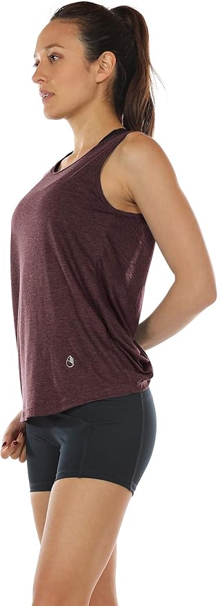 icyzone Women's Open Back High Neck Workout Athletic Gym Tank Tops