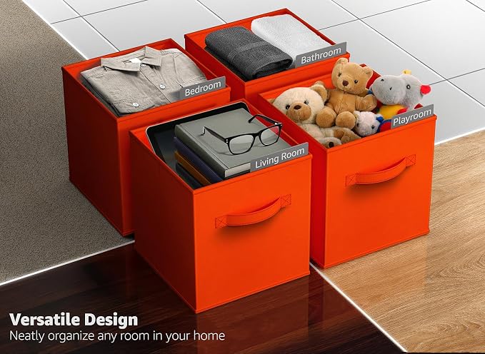 Sorbus Fabric Storage Cubes - 8 Foldable Storage Bins for Organizing Pantry, Cubbies, Toy Box - Clothes Storage & Closet Organizer - 11 Inch Collapsible Cube Baskets for Shelves with Handle