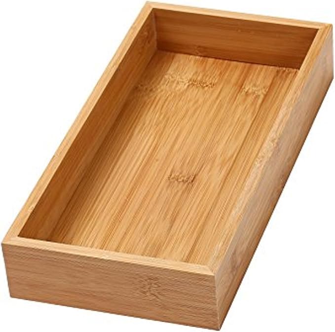 YBM Home Bamboo Drawer Organizer Storage Box for Kitchen Drawer, Junk Drawer, Office, Bedroom, Children Room, Craft, Sewing, and Bathroom, 6x12x2 inch