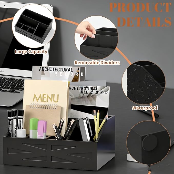 Large Mail Organizer Countertop,Farmhouse Desk and Kitchen Countertop Storage, Letter Sorter, Desk Mail and Bill Organizer, Desktop File and Paper Holder