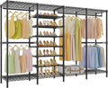 VIPEK S4 Heavy Duty Clothes Rack with Shoe Shelves Freestanding Clothing Rack with 8-Tier Shoe Rack, 4 Hanging Rod, Adjustable Shelf, Walk in Closet Organizer Garment Rack, Black