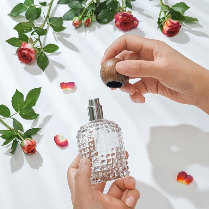 50ml/1.7 Oz Glass Spray Bottle Perfume Atomizer,Perfume Travel Refillable Spray Bottle Empty with 3 Kinds of Dispenser (A2)