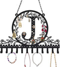Wall-Mounted Metal Initial Letter J Earring Holder Hanging Jewelry Organizer for Earrings and Necklaces Space-Saving Wall Display with Hooks for Jewelry Storage