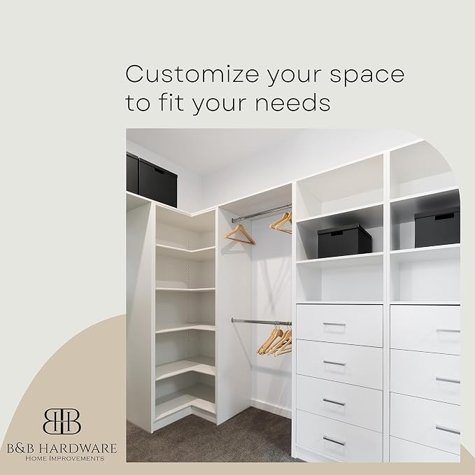 B&B HARDWARE Cabinet Shelves - Melamine 3/4'' Thick - Custom Organize Space with Stylish Cabinet Melamine Shelves Cut to Size - Perfect Solution for Home & Office - (17" Depth x 23 inches Length)