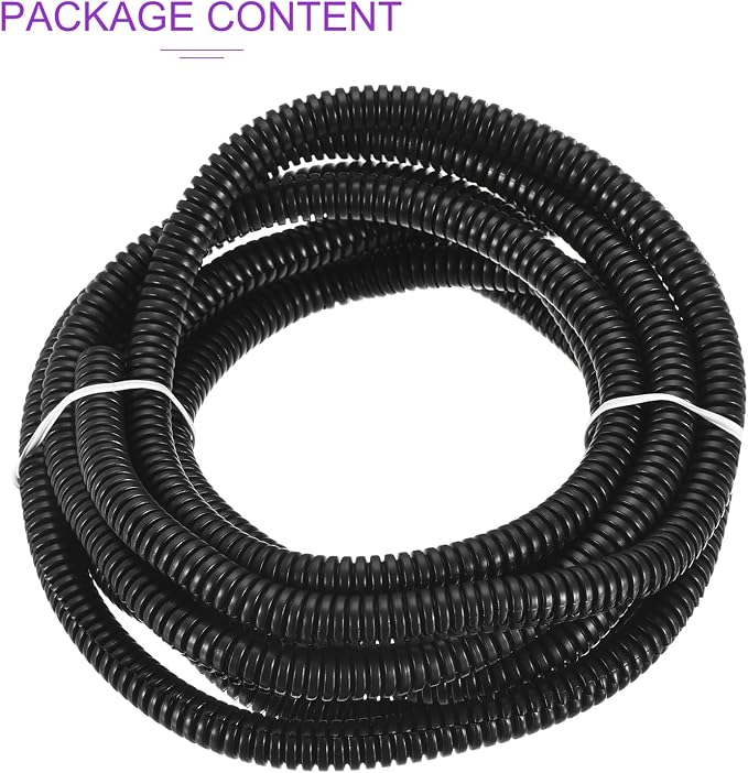 DMiotech 10ft Wire Loom Split Tubing 1/4 Inch(6.5 Mm) ID, Cord Protectors from Pet Flexible Conduit Cable Management for Office, Home, Garden, Black