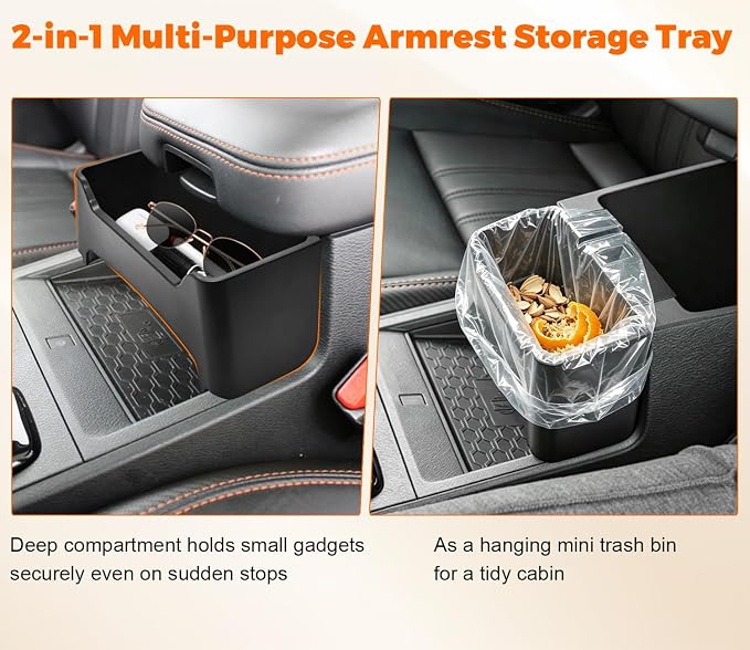 GZSH Center Console Front Hanging Organizer for Nissan Frontier 2022-2026 | with No-Slip Mat Center Console Organizer Made of ABS Plastic for Chapstick Glasses Keys Wallet Adds Extra Storage