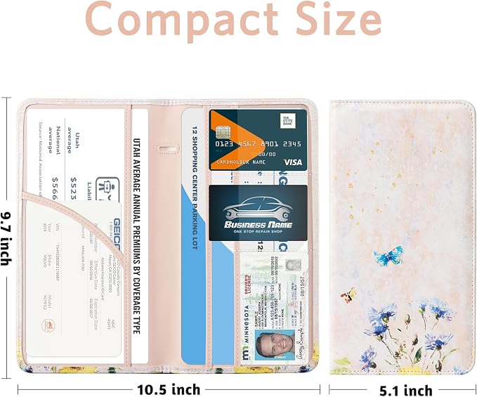 CoBak Car Registration and Insurance Holder | Vehicle Glove Box Car Organizer,Auto Truck Comparment Accessories Case with Magnetic Closure for Driver License,Cards