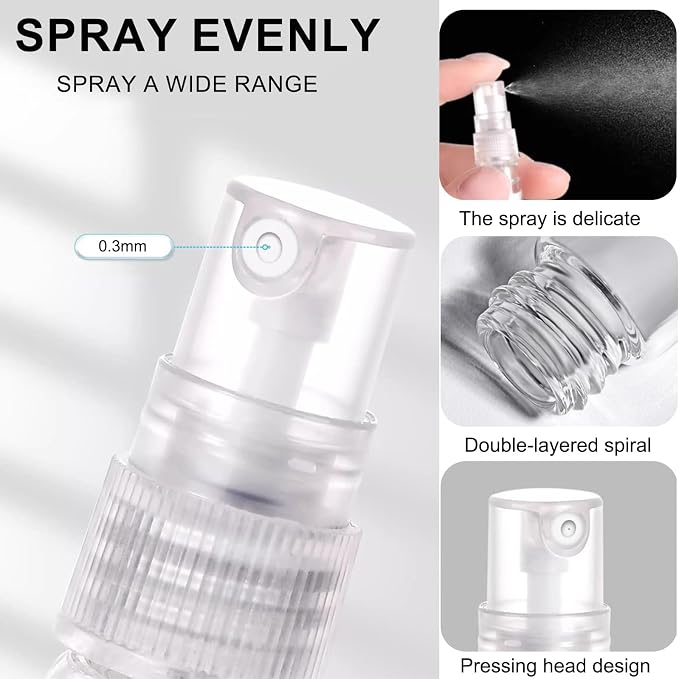 Refillable 5ml Mini Glass Spray Bottle, 10 Pcs Travel Size Perfume Atomizer for Refilling & Sampling, Empty Small Essential Oil Sprayer Containers, Leak Proof Mist Bottles for Travel