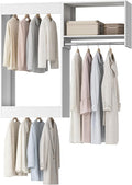 Modular Closet System, 58" Wide Wall-Mounted Closet Tower Organizer with Rods for Walk-In Closet Storage, White