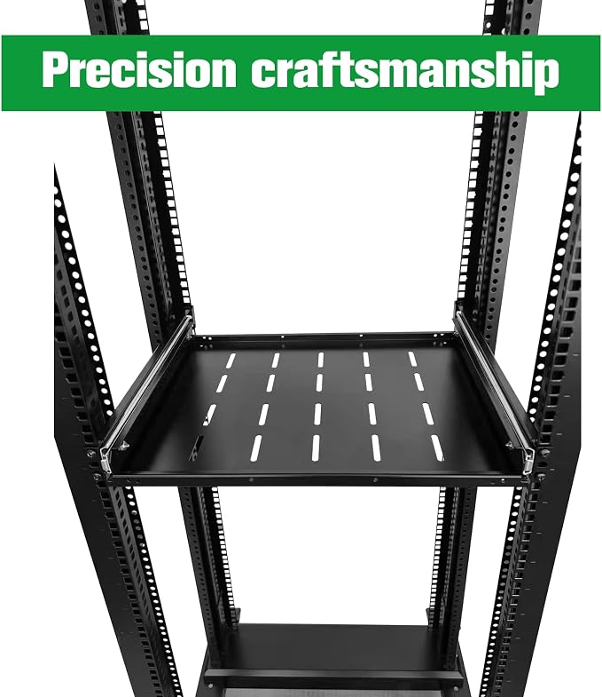 Keyboard mount-1U Sliding Shelf 19in Mount Keyboard Shelf Tray 4 Post Rack Mount Adjustable Depth 15 to 25inch for 19" Server Network Rack&Cabinet (Rack drawer-250)