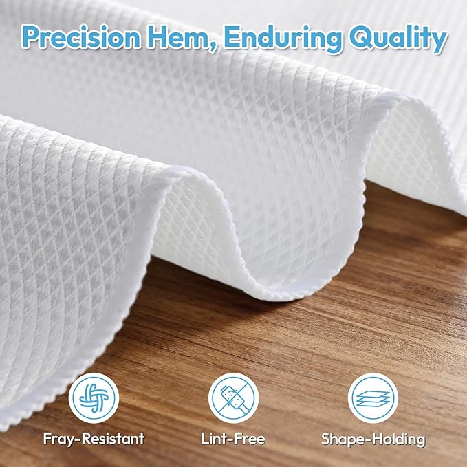 Microfiber Glass Cleaning Cloth 6 Pack, 15.5x15.5 Inch White Magic Cleaning Rags, Lint Free Streak Free Reusable Towels for Windows, Mirrors, Cars, Screens, Kitchen and Stainless Steel Surface