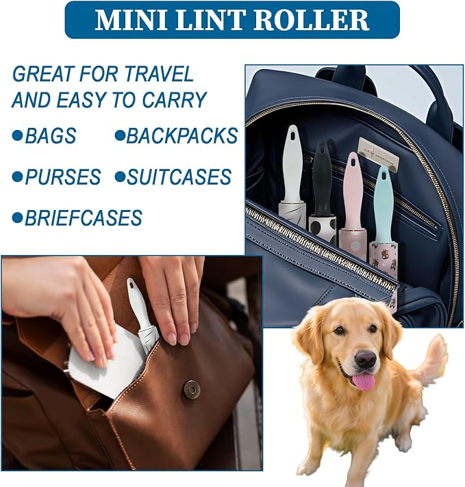 40Pcs Mini Lint Roller Travel Size, Mini Lint Roller for Purse, Portable Lint Rollers for Pet Clothes Travel Lint Bursh Rollers, Cat Hair Extra Sticky Clothes Removal Tool for Bag Furniture 5.9×1.1In
