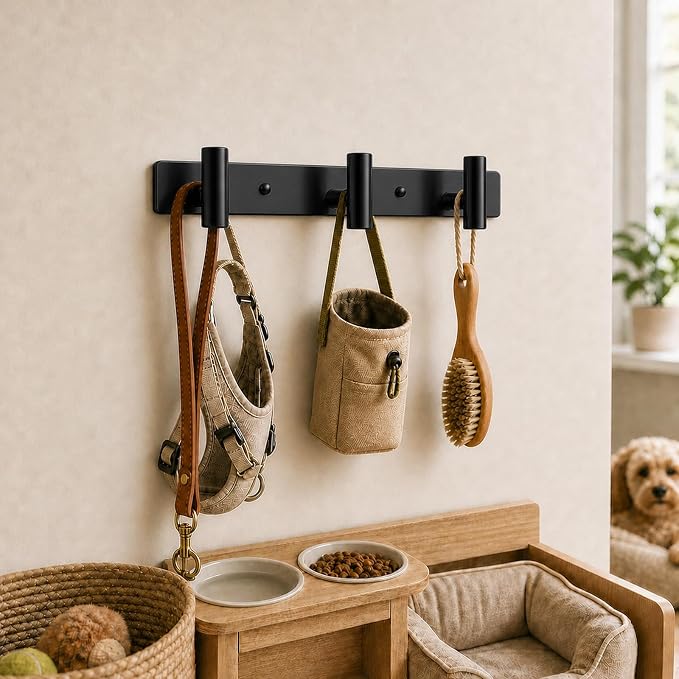 Coat Rack Wall Mounted-3 Hooks,Heavy Duty Stainless Steel Wall Hooks for Towel Coat Bag, Hat Rack Coat Hanger Coat Hooks Towel Racks for Bathroom Entryway Kitchen Hotel Office (Black, 2 Packs)