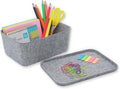 Welaxy Lidded office desk drawer organizer bins Deep draw organiser Felt storage box with lids for office supplies makeup jewelery decluttering fall gift (Gray)