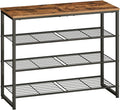 HOOBRO Shoe Rack, 4-Tier Narrow Shoe Organizer for Entryway, Holds 12-16 Pairs of Shoes, Metal Shoe Shelf with Removable Tier, Adjustable Feet, for Closet and Hallway, Rustic Brown and Black BF49XJ01