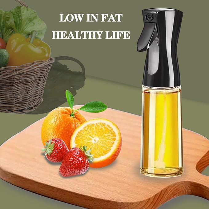 Oil Sprayer for Cooking -200ml Glass Olive Oil Sprayer, Cooking Sprayer, Kitchen Gadgets for Air Fryer, Canola Oil Spritzer, Widely Used for Salad Making, Baking, Frying, BBQ (Yellow)