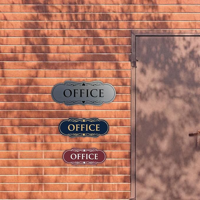 All Quality Designer Office Sign | Easy Installation ‌ - Black/Gold - Small (5 Pack)