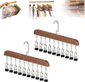 Closet Organizer with 10 Clips, Space Saving Hanging Closet Organizer, Space-Saving Hat Scarf Clothespins for Jeans Skirts Socks Pant Hangers with Clips (Vintage-10 Clips, 2PCS)