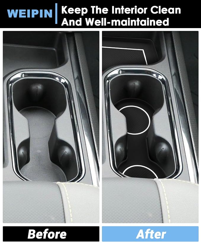 For 6PCS Refreshed Models 2022-2026 Silverado/Sierra 1500 & 2024-2026 Sierra 2500 3500 Console Liners-[3D High-Edge Liquid Silicone] Cup Holder Mats,Full Console w/Bucket Seats ONLY - White