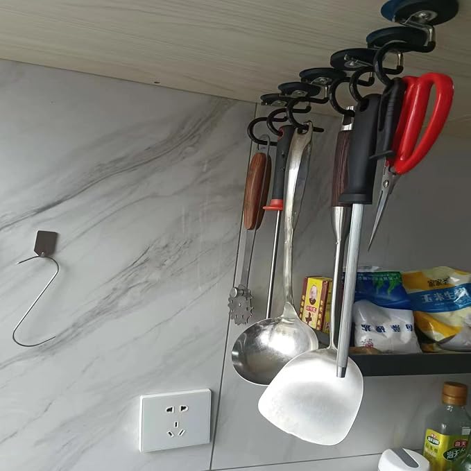 2PCS Magnetic Broom Rack Magnetic Hook S-Shaped Wall-Mounted Stainless Steel Heavy Duty Broom Mop Handle Holder for Kitchen Garage
