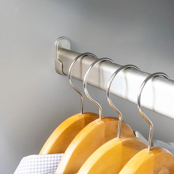 Closet Rod Kit - Oval Rod, 92 inch (2337mm) long with 6 end caps and center support. (Matte Nickel)