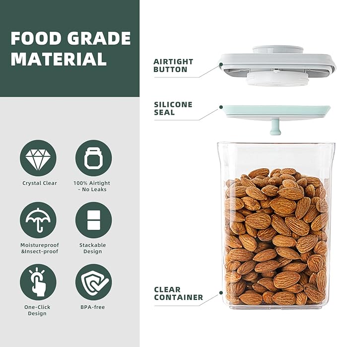 Airtight Food Storage Containers with Lids, BPA Free Cereal Container for Kitchen Pantry Organization, Stackable Clear Plastic Canisters for Flour Sugar Baking Supplies (0.5Qt + 1.5Qt)