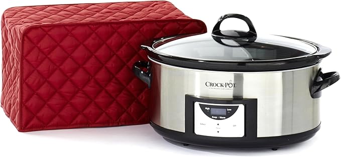 Covermates Keepsakes Slow Cooker Cover – Quilted Electric Appliance Protector for Kitchen Counter Storage – Dust & Stain Resistant – Washable Slip-On Design, Red
