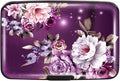 Credit Card Holder for Women,RFID Blocking Slim Hard Mini Flowers Card Case ID Case Travel Wallet Purple