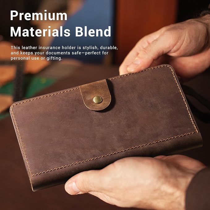 CoBak Genuine Leather Car Registration and Insurance Holder | Luxury Vehicle Glove Box Organizer, Premium Auto Document Case with Magnetic Closure for License, Cards & Papers