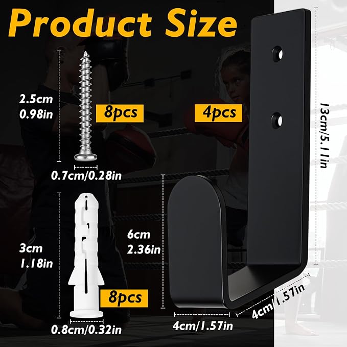 4 Pcs Wrestling Championship Belt Wall Display Holder Belt Horizontal Wall Mount Display Organizer Secure Rack for Wrestling Gifts and Awards