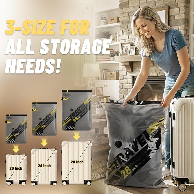 Cordless Vacuum Bags for travel - 25 Pack Rechargeable Wireless Vacuum Seal Bags for Clothing Travel, Space Saver vacuum storage bags with pump for Clothes, Blankets & Luggage Organization