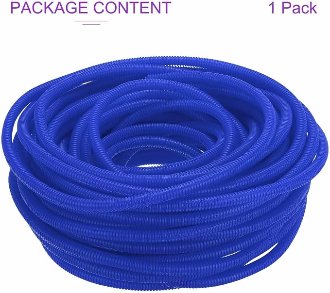 DMiotech 100ft Wire Loom Split Tubing 3/8 Inch(9.5mm) ID, Cord Protectors from Pet Flexible Conduit Cable Management for Office Home Garden, Blue