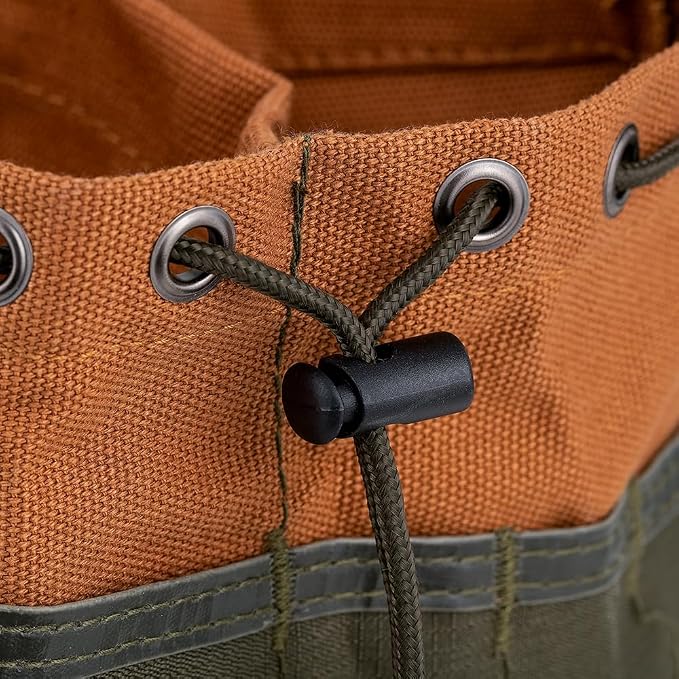 BucketBoss 25001 Canvas Organizer Parachute Bag with 19 Pockets for Nails,Screws, and Bolts in Brown
