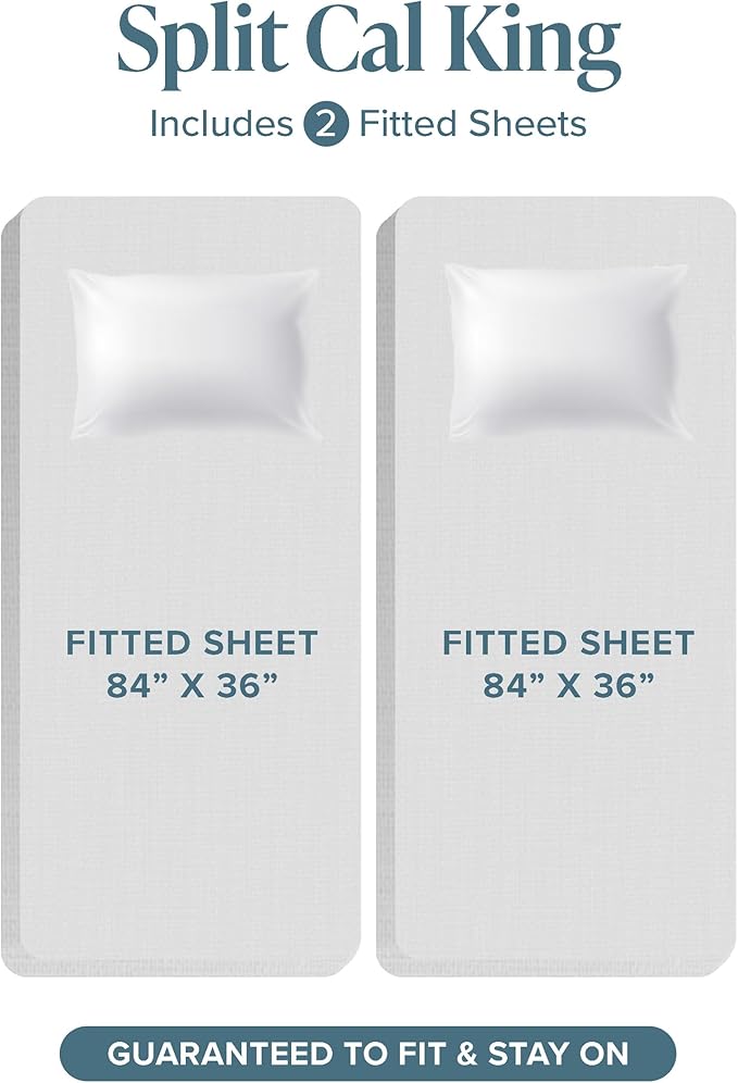 Bare Home Split California King Sheet Set - 1800 Ultra-Soft Microfiber Double Brushed - Deep Pockets - Easy Fit - 5 Piece Set - Bed Sheets (Split Cal King, Heathered Black)
