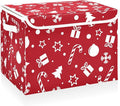 CaTaKu Large Fabric Storage Bins With Lids, Red Christmas Tree Storage Boxes With Handles for Organizing Clothes, Collapsible Storage Cube Bins Baskets for Shelves