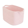 XUANGUO Woven Cotton Rope Storage Basket with Handles 13x10x9 inch Pink | Woven cotton rope basket for shelves and closets. Perfect for toys, books, clothes, nursery storage and gift baskets.