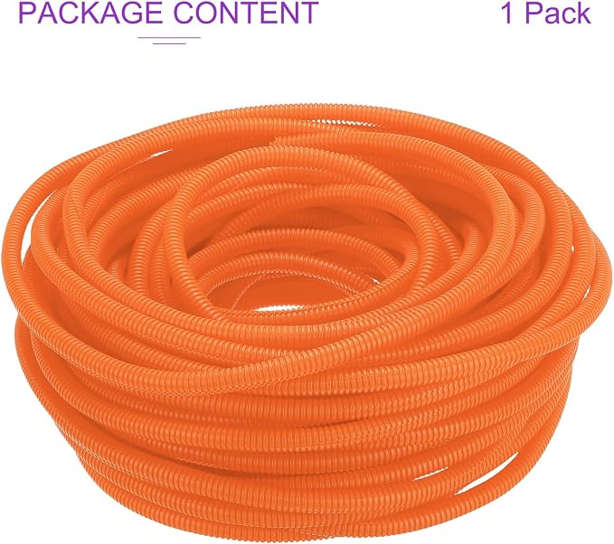 DMiotech 100ft Wire Loom Split Tubing 3/8 Inch(9.5mm) ID, Cord Protectors from Pet Flexible Conduit Cable Management for Office Home Garden, Orange