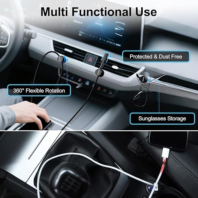 6 Magnetic Spring Cable Clip Rotatable Cord Holder Desktop Cord Organizer 2 Charging Cord Protectors for Nightstand Phone Charger Organizer Computer Desk Cable Management Appliance Adhesive Wire Strap