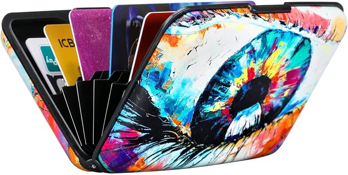 ELFISH RFID Blocking Credit Card Protector Aluminum ID Case Hard Shell Business Card Holders Metal Wallet for Men or Women (Big Eye)
