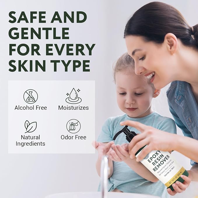 [10oz] Epoxy Resin Cleaner/Remover - Natural Hand Cleaner, Gentle & Moisturizing, For Artists & Resiners, Magically Removes Uncured Resin, Glue, & Paint from Skin, Tools, Molds, Work Surfaces, & More