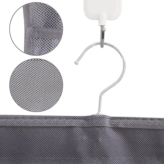 Hanging Mesh Pockets Dual-Sided Closet Organizer for Underwear,Bra,Socks,Accessories with Hanger,Total 24 Pockets Grey