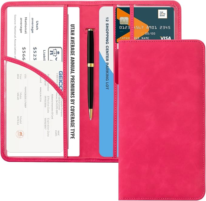 CoBak Car Registration and Insurance Holder | Vehicle Glove Box Organizer, Auto Truck Compartment Document Case with Magnetic Closure for Insurance & Driver License