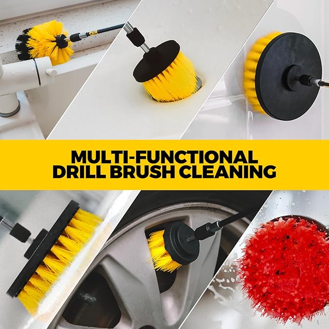 Holikme 22Pack Drill Brush Attachments Set, Scrub Pads & Sponge, Buffing Pads, Power Scrubber Brush, Car Polishing Pad Kit,Wax Applicator Pad,Car Cleaning Kit，Cleaning Supplies，Masonry Brushes,Black | Buffing Sponges, Nylon Grout Tools, Microfiber Wax ...