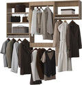 ROOMTEC Modular Closet System, 90" Closet Organizer with Hanging Rods, Wall-Mounted Wooden Tower for Walk-In Closets, Wardrobe Storage Kit, Wood
