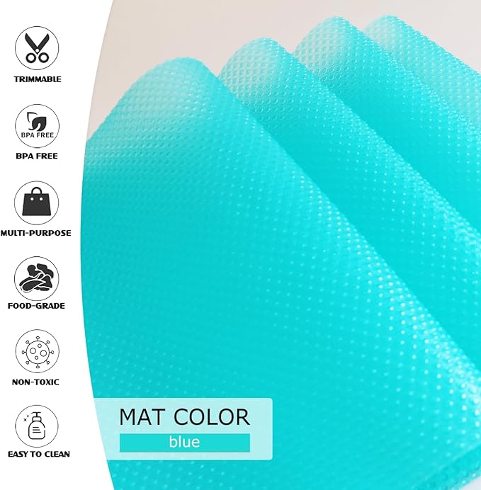 10Pcs Refrigerator Liners, Washable Fridge Liner Shelf Mats Refrigerator Pads for Cupboard Cabinet Drawer Home Kitchen Accessories Organization (Blue)