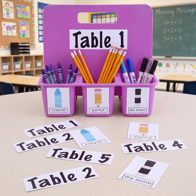 20pcs Teacher Toolbox Labels Classroom Caddy Labels Decoration Self-Adhesive Caddy Toolbox Sticker Crayon Pencil Dry Erase Organizer Pen Holder Tag for Preschool Back to School Table Decor(Black)
