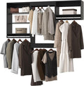 Modular Closet System, 96" Wide Closet Organizer System with Hanging Shelving , Wood Tower Closet Storage for Walk In Closets, Wall Mounted Wardrobe Organizer Kit System, Bedroom, Black