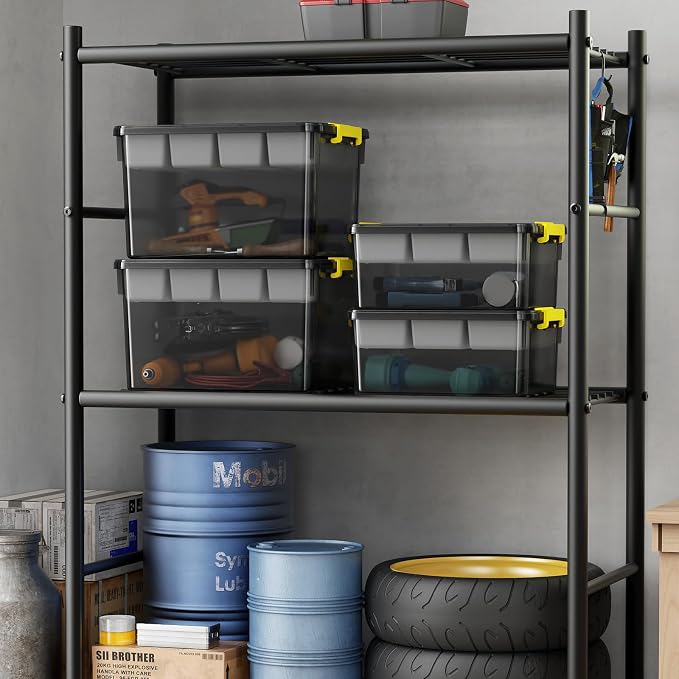 20Qt Stackable Storage Bin with Lid & Tray, Clear Plastic Latching Box Organizer with Divider Portable Container for Arts & Crafts, Home & Car Trunk Organization,Clear Grey,1Pack