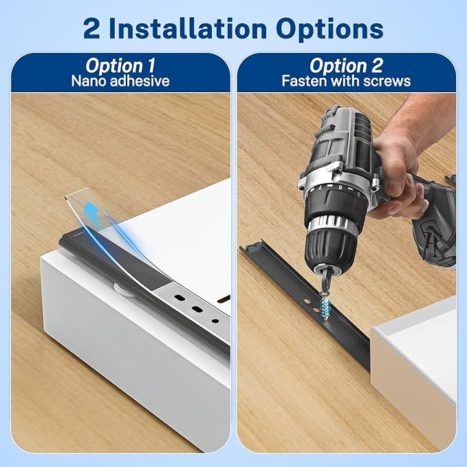 2 Pack Pull Out Cabinet Organizer Expandable Width(12.2"-20.47") & 21"Deep, Insputer No Drill Adhesive Slide Out Drawers with Upgrade 3 Slide Rails, Magnetic Panel, Roll Out Shelf for Kitchen, Pantry