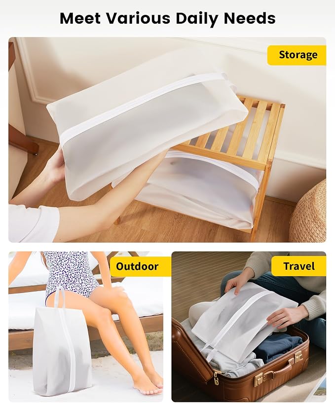Vorspack Shoe Bags for Travel - 2 Pack Extra Large Transparent Shoe Organizer with Handle Dustproof Shoe Bag Reusable Shoe Storage Bags for Men & Women